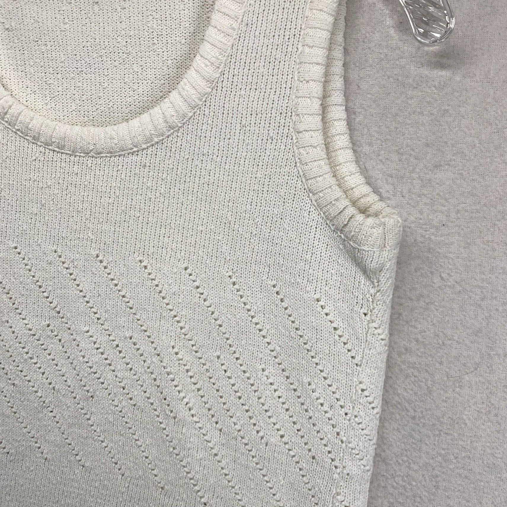 Vintage VINTAGE Dalton Womens Sweater Vest White S Knit - MultI Breathable Cottagecore Sleeveless Round Neck 80s 90s Womens Vest Size S / US 4 / IT 40 - 6 Thumbnail