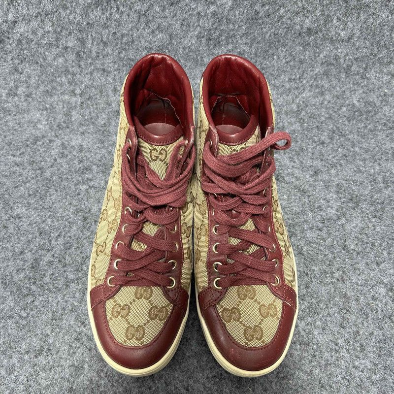 Gucci Gucci Logo High-Top Sneakers with Burgundy Accent Size US 6.5 / EU 39-40 - 2 Thumbnail