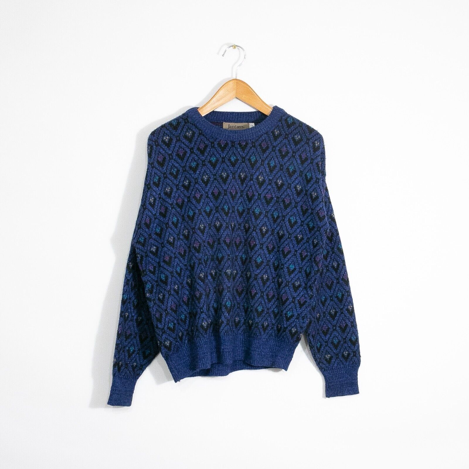 Jantzen × Vintage Vintage Jantzen Acrylic Sweater Mens Large - Blue Diamond Size US L / EU 52-54 / 3 - 1 Thumbnail