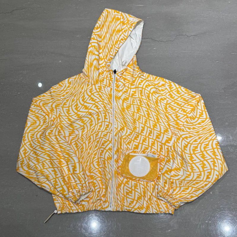 Fendi Fendi Yellow Nylon Double F Women's Jacket 0089 Size L / US 10 / IT 46 - 1 Thumbnail