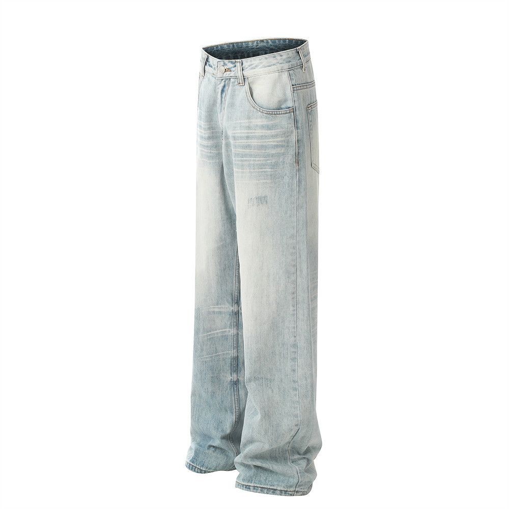 Japanese Brand Distressed trendy street washed loose straight jeans Size US 32 / EU 48 - 2 Thumbnail