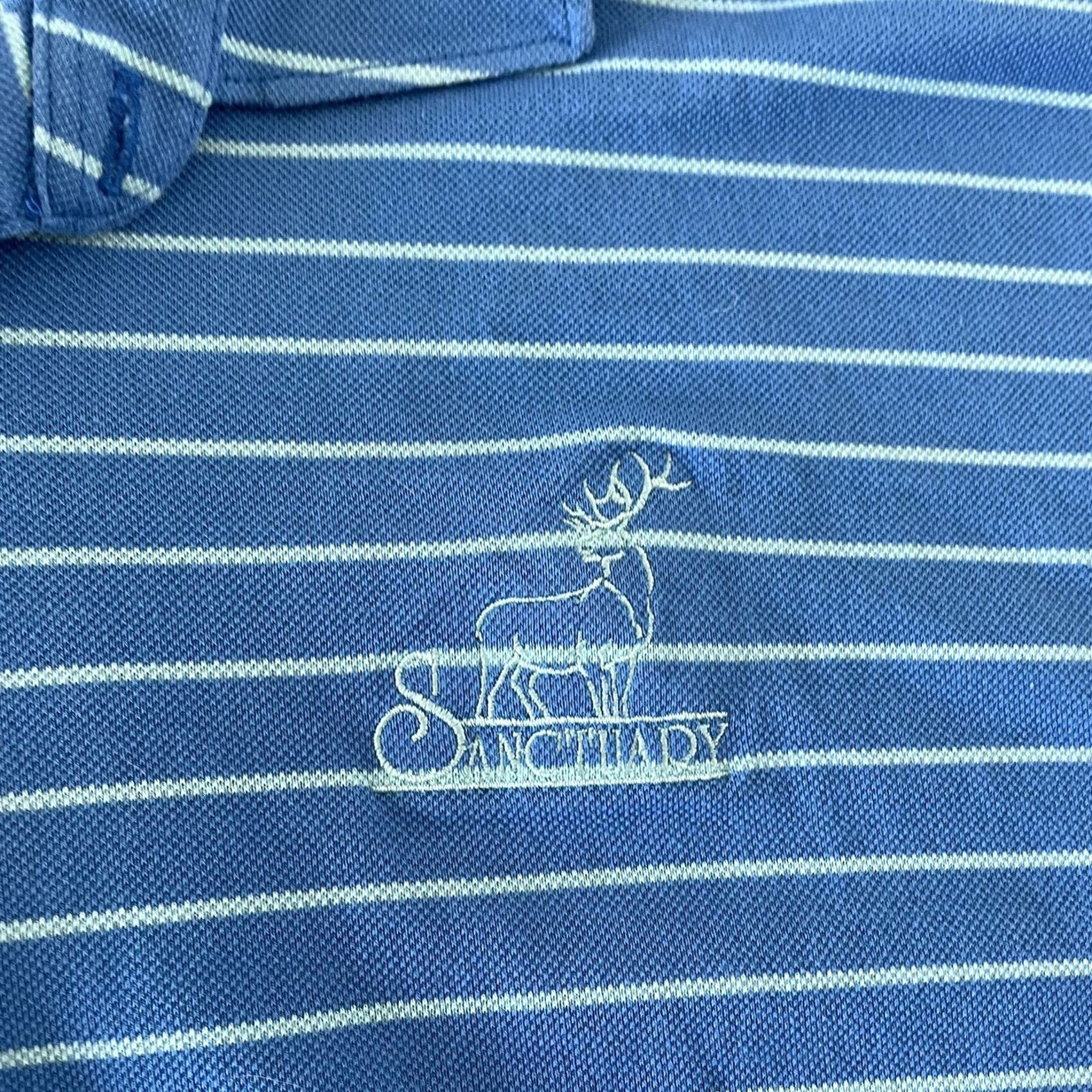 Peter Millar Peter Millar Sanctuary Golf Striped Short Sleeve Polo Shirt Men XL Blue Size US XL / EU 56 / 4 - 3 Thumbnail