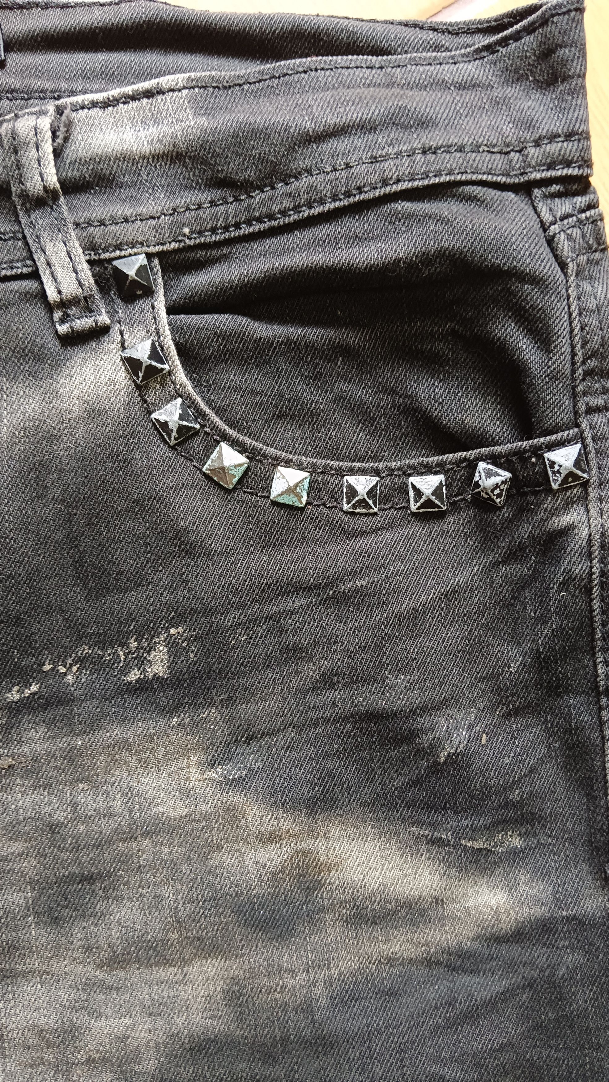 Japanese Brand The Black Gene Skull Gem Stud Skinny Punk Jeans Size US 30 / EU 46 - 6 Thumbnail
