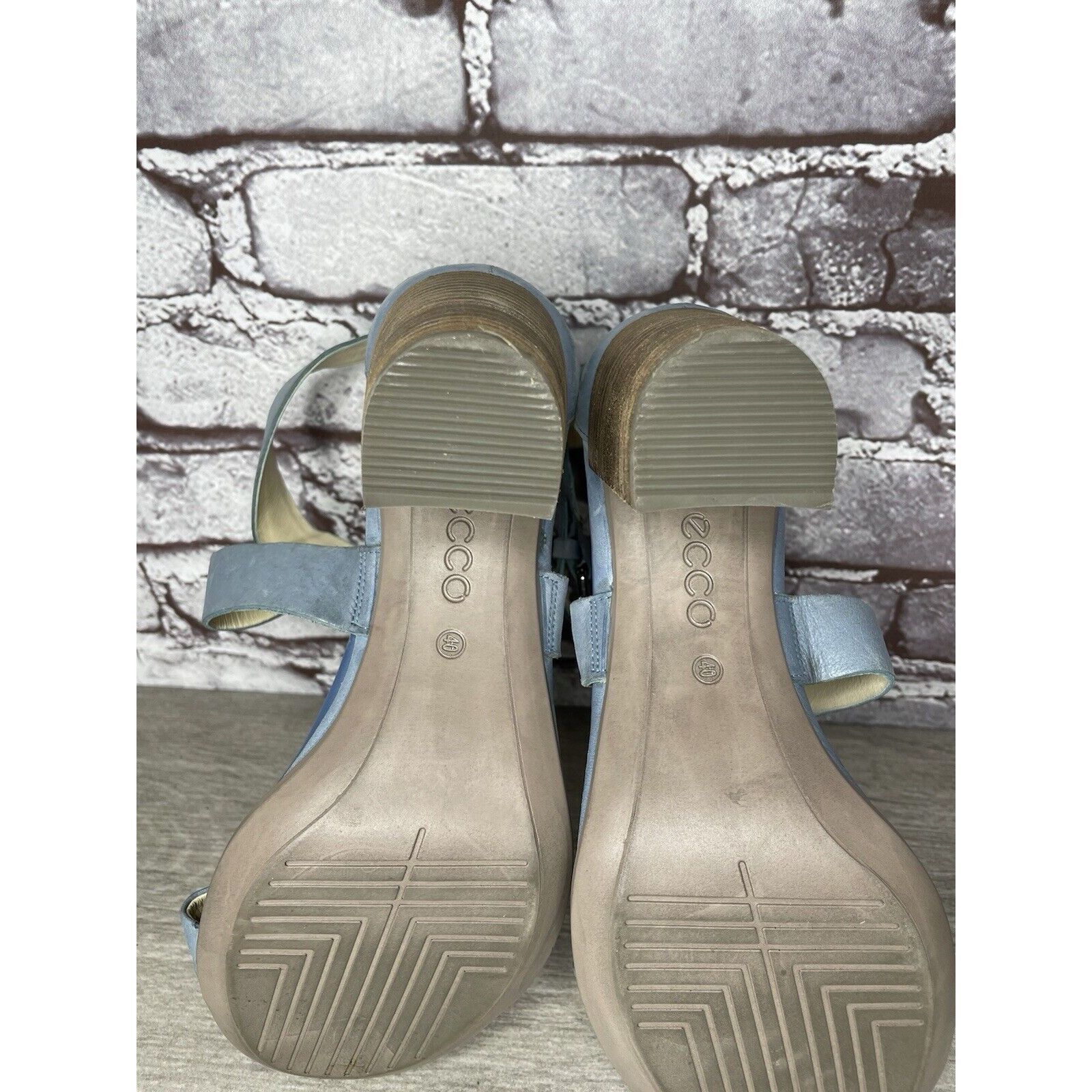 Ecco ECCO DANISH DESIGN Blue Leather Ankle Strappy Stacked Heel S Size US 9.5 / IT 39.5 - 22 Thumbnail