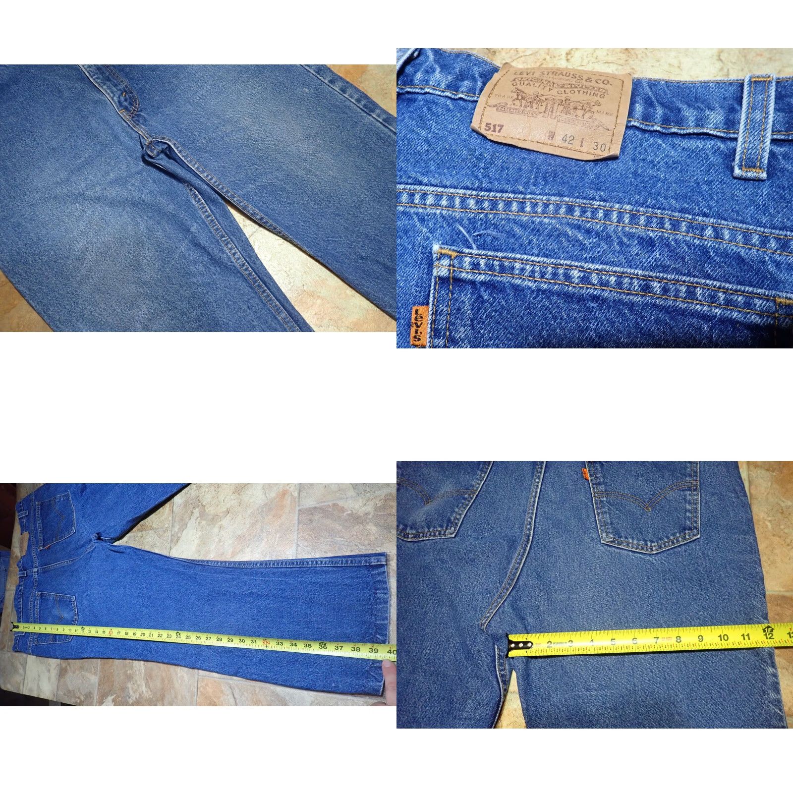 Levi's VINTAGE Levi's 517 Jeans Bootcut Denim 42x30 USA 90s Orange Tab 5-Pocket Distressed High Rise Mens Size US 42 / EU 58 - 8 Thumbnail