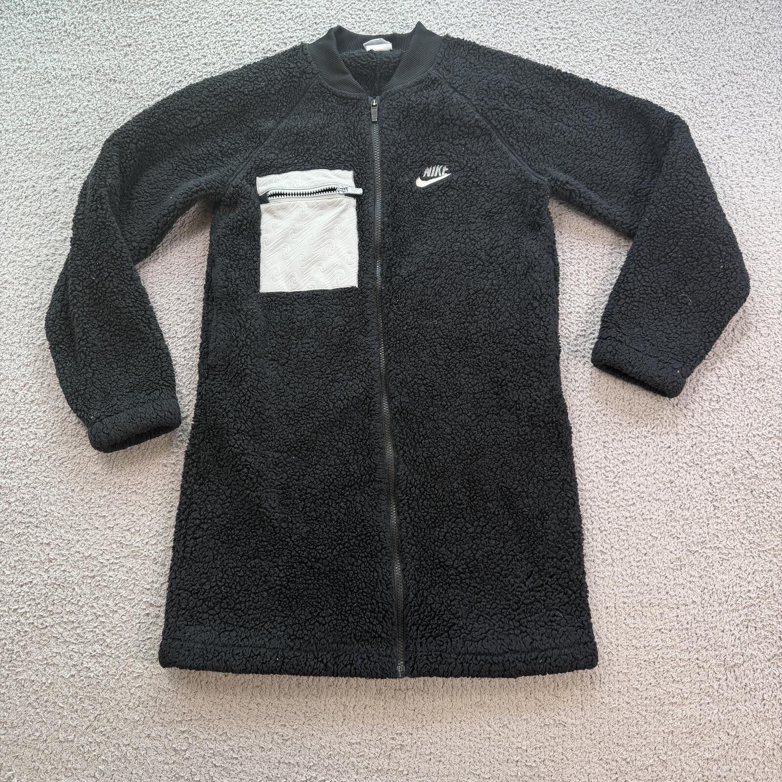 Nike Nike Sherpa Teddy Fleece Longline Full Zip Jacket Black L Size L / US 10 / IT 46 - 1 Thumbnail