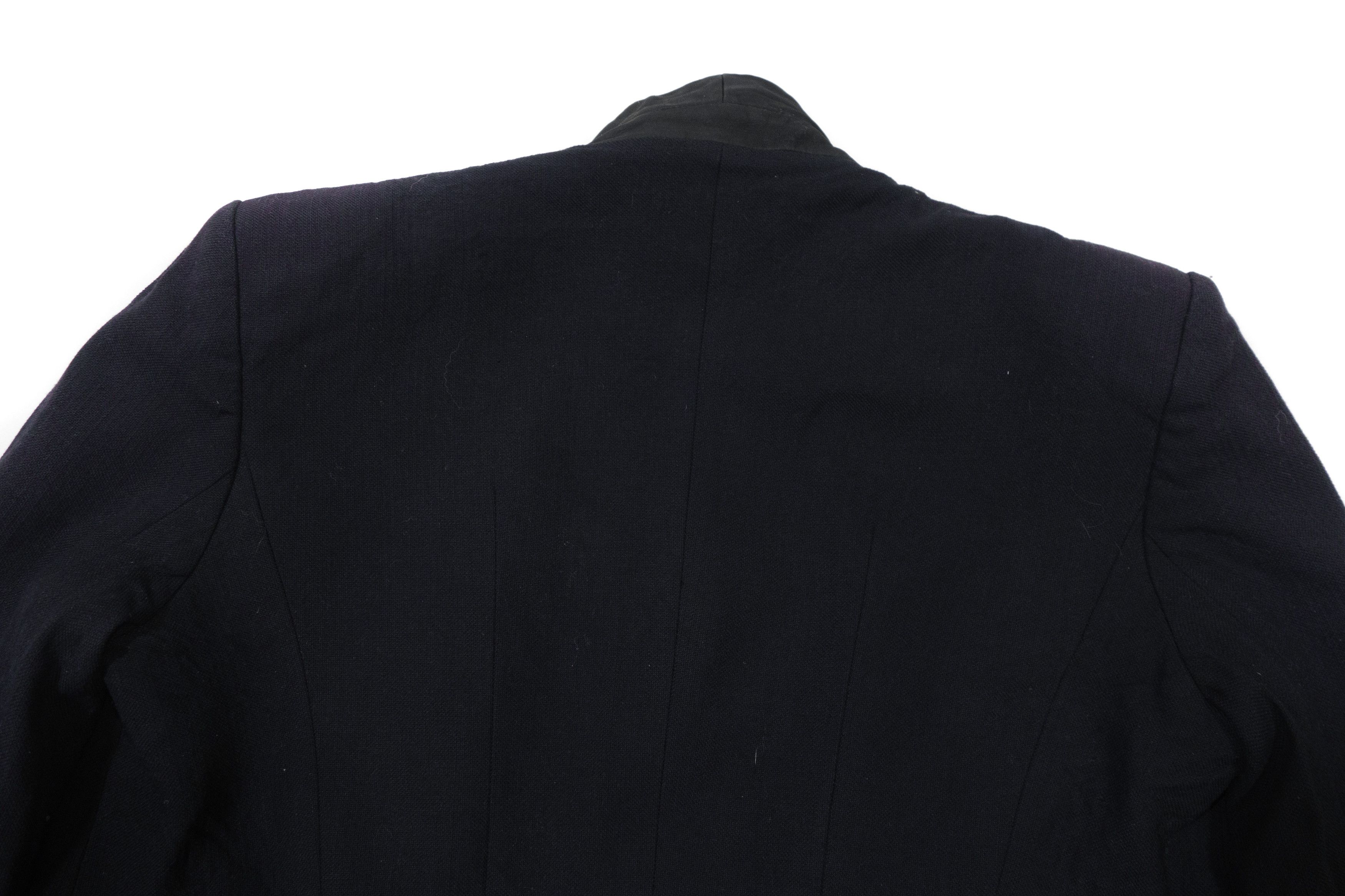 Helmut Lang Cropped Le Smoking Jacket Blazer Lamb Leather Trim Size XS / US 0-2 / IT 36-38 - 4 Thumbnail