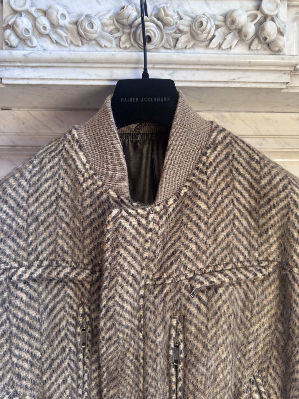 Haider Ackermann FW15 Oversized Biker Bomber in Chevron Alpaca Mohair Size US M / EU 48-50 / 2 - 6 Thumbnail