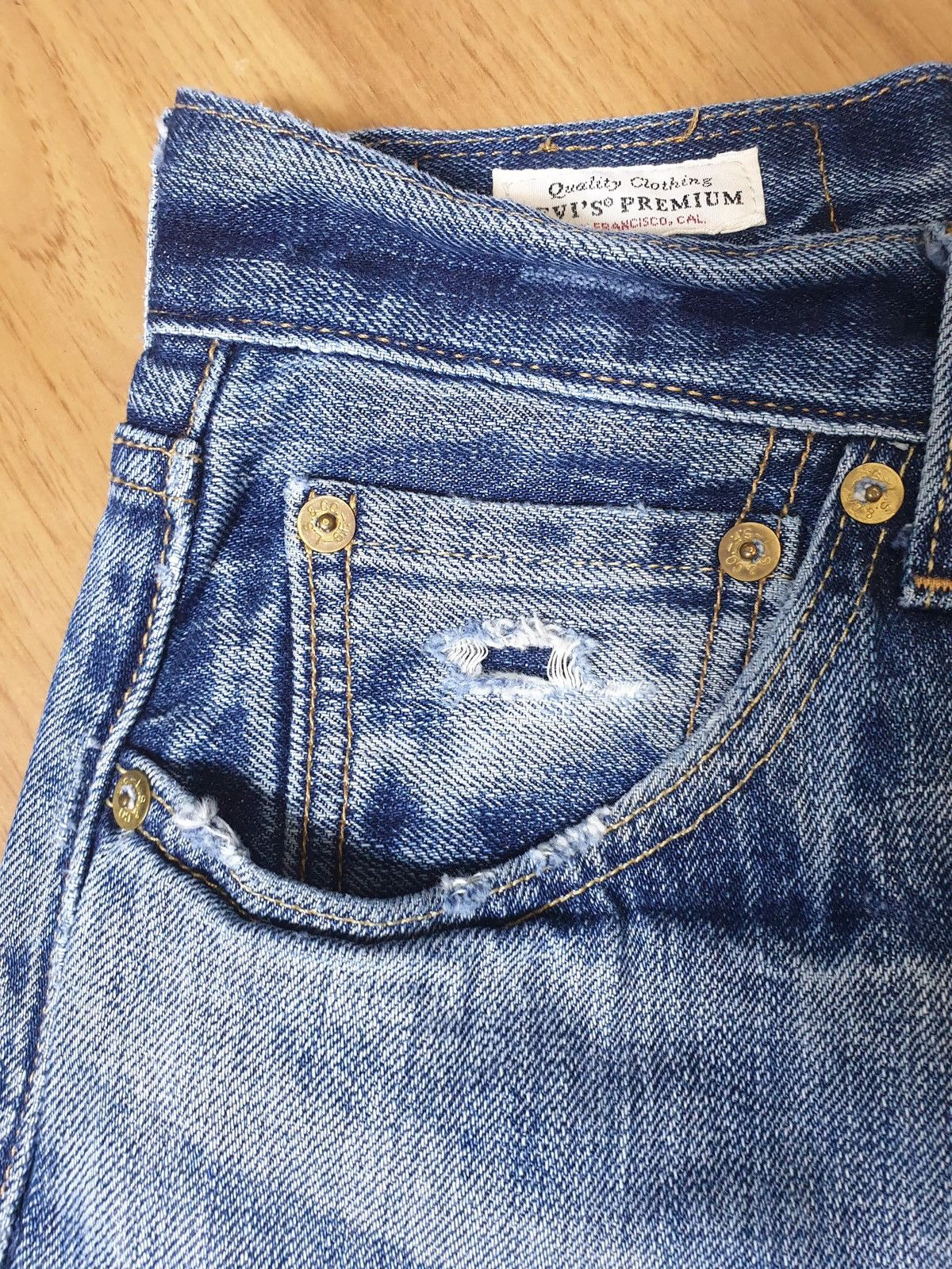 Levi's Levis 501 Big E Distressed Grunge Rock Distressed Jeans Size US 30 / EU 46 - 3 Thumbnail