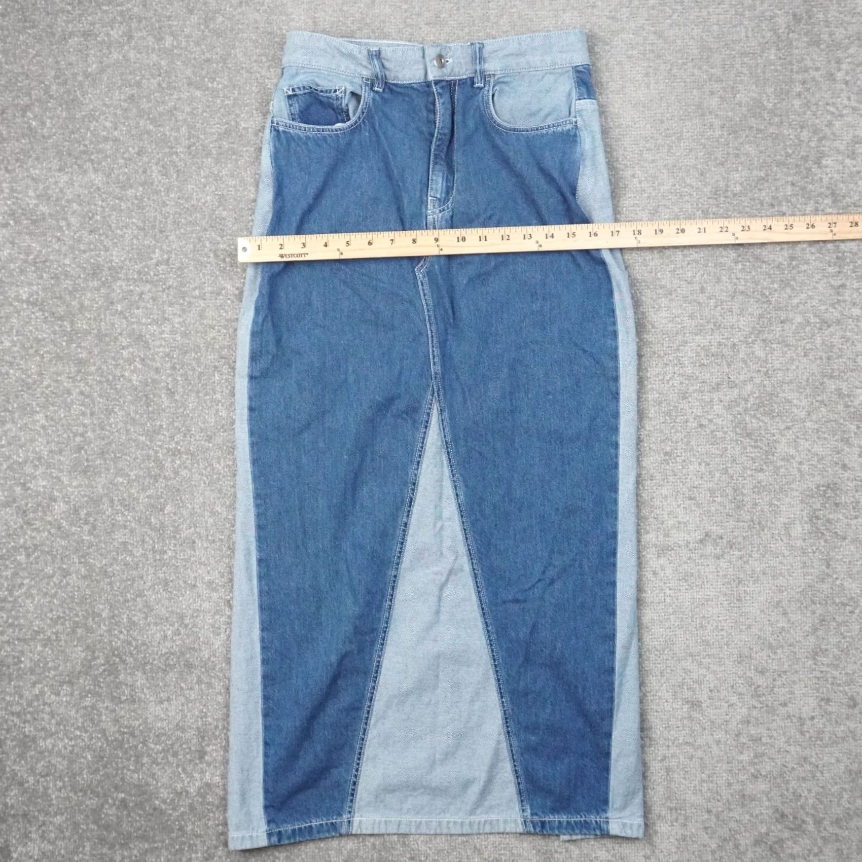 Kotn KOTN Skirt A-Line Midi Blue 28 Regular Women Geometric Pattern Zip Casual Spring Summer Fall"} Size 28" / US 6 / IT 42 - 2 Thumbnail