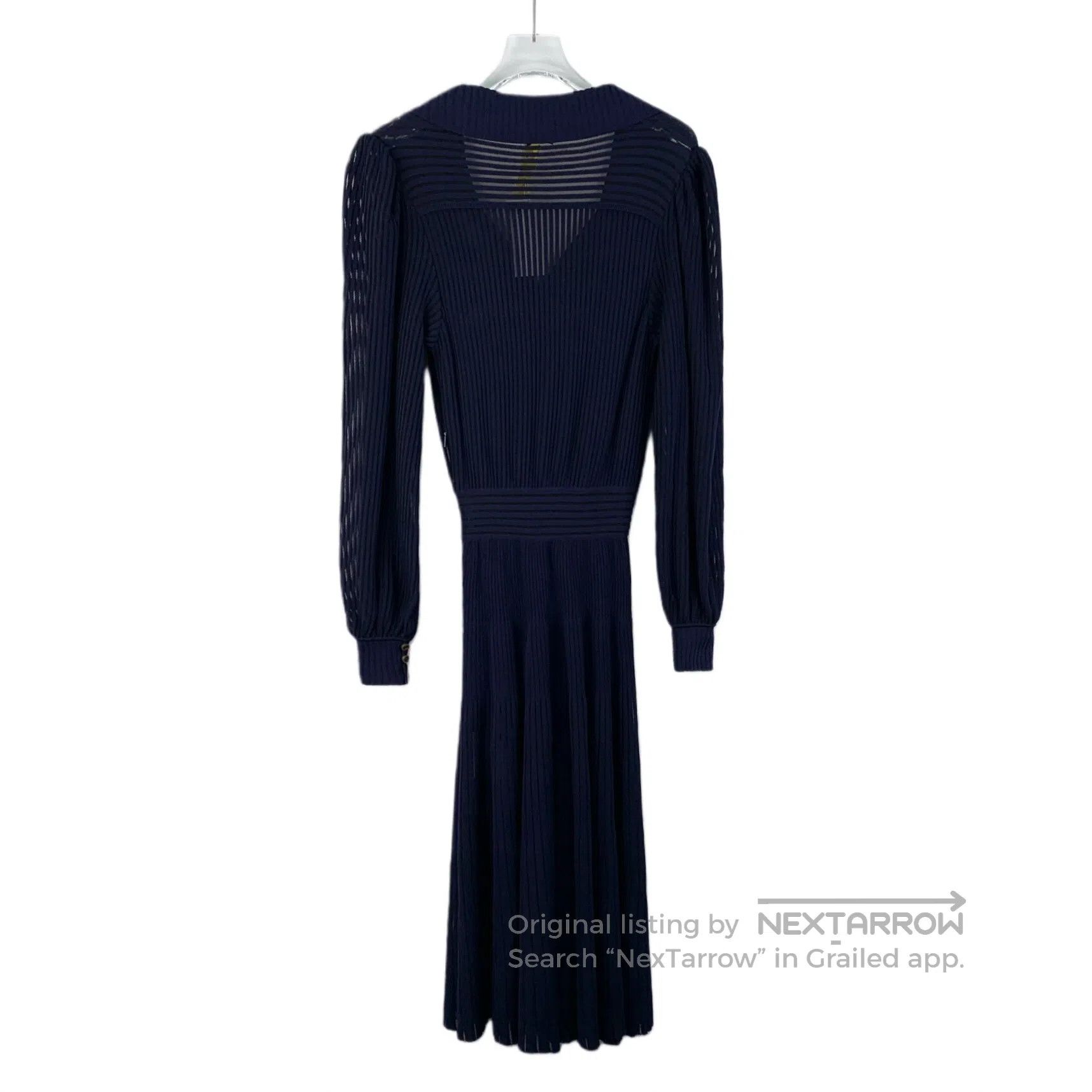 Fendi FENDI Dark Blue Collar Double Button Long Sleeve Knit Dres Size XS / US 0-2 / IT 36-38 - 2 Thumbnail