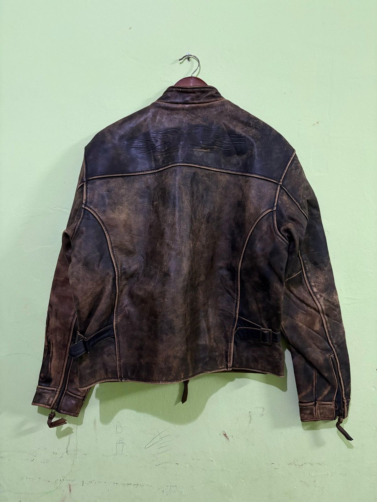 Other Real Leather Cafe Racer Jacket Biker Jacket Flame Stlye Size US L / EU 52-54 / 3 - 6 Thumbnail