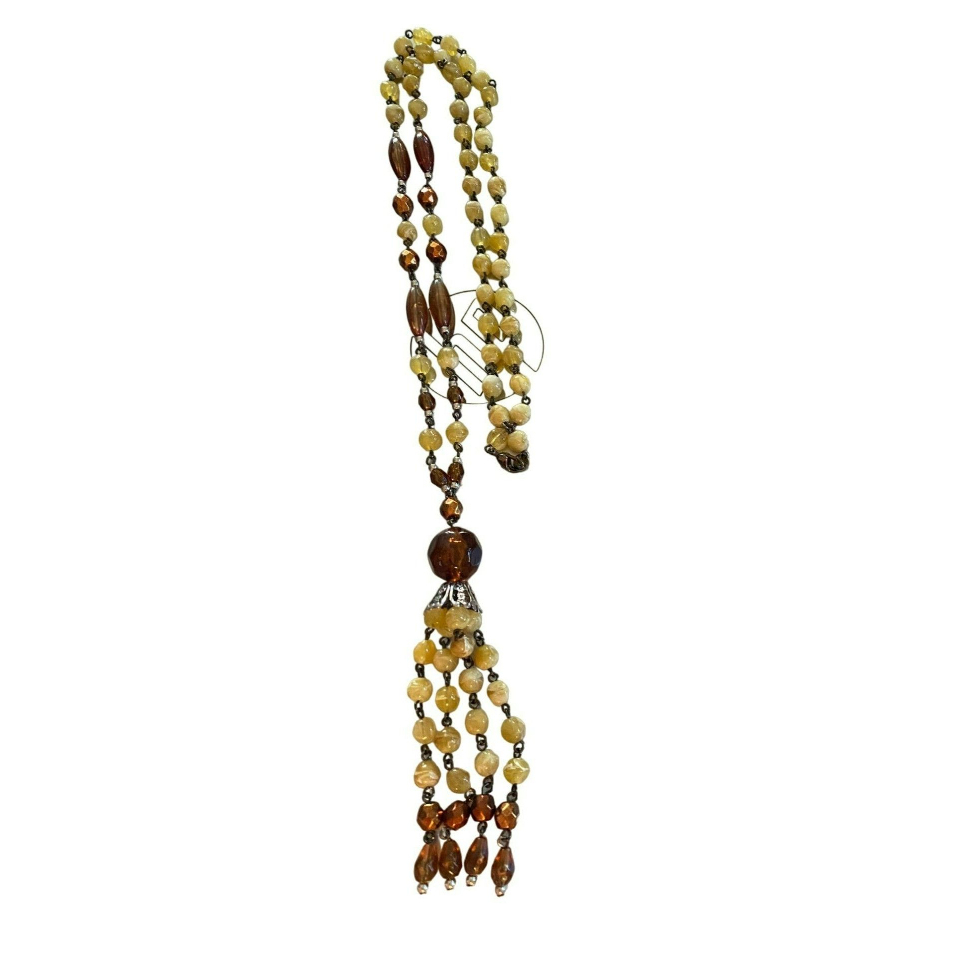 Other Vintage Avon signed N.R. Nina Ricci Yellow & Brown Beaded Ne Size ONE SIZE - 2 Thumbnail