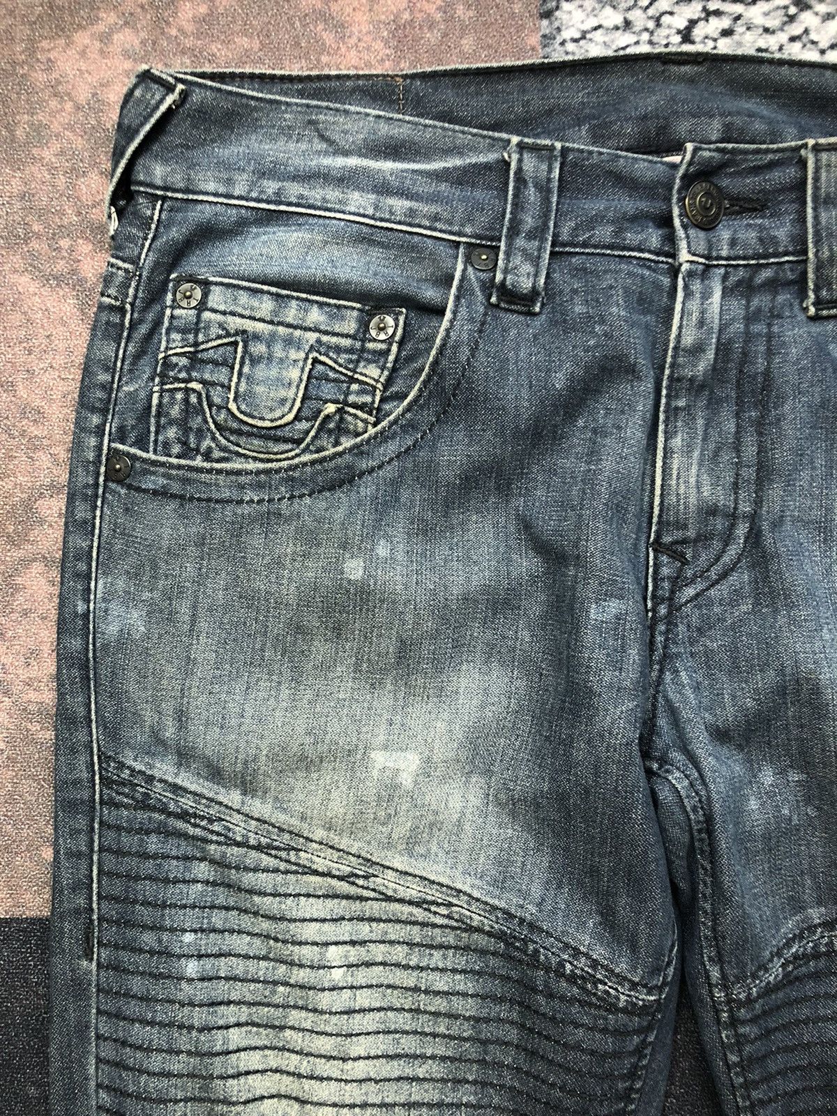 Vintage Vintage True Religion Moto Double Knee Jeans Size US 37 - 4 Thumbnail