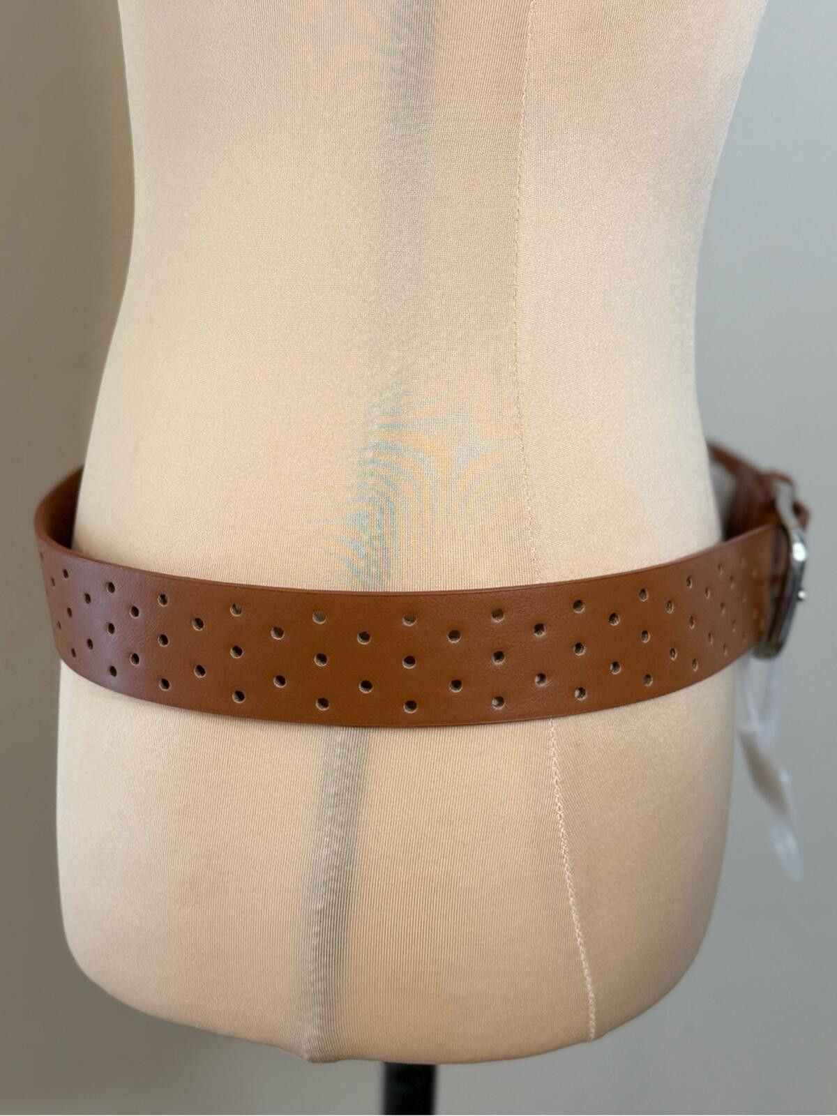Other Brown Faux leather western belt round cutouts SZ 43” Size ONE SIZE - 2 Thumbnail