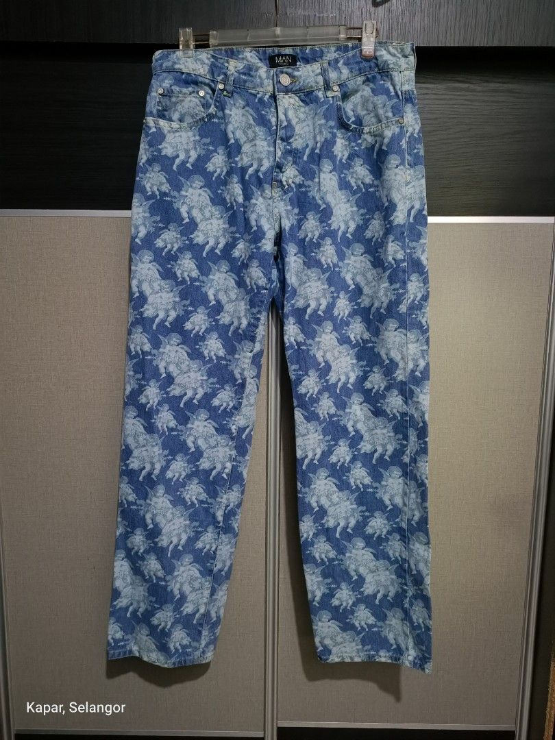 Boohoo × Hysteric Glamour BoohooMAN full print relaxed jeans Size US 35 - 1 Thumbnail