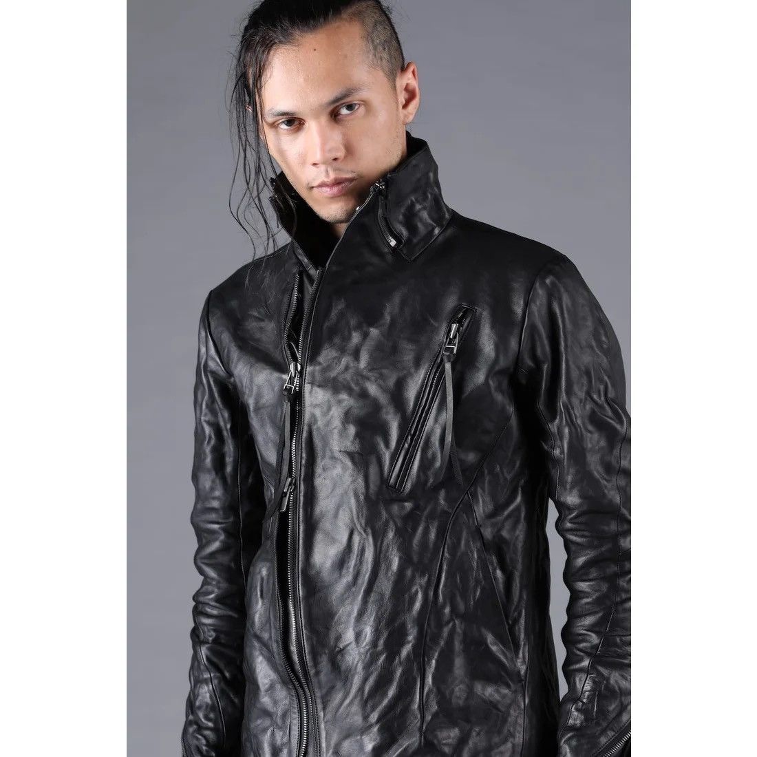 D.Hygen D.HYGEN Horse Leather High Neck Jacket (Black) Size US S / EU 44-46 / 1 - 15 Thumbnail