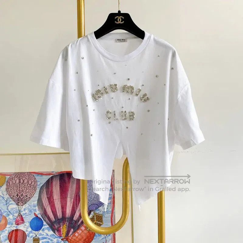 Miu Miu Miu Miu Club Short Sleeve White T-Shirt . Size XS / US 0-2 / IT 36-38 - 1 Thumbnail