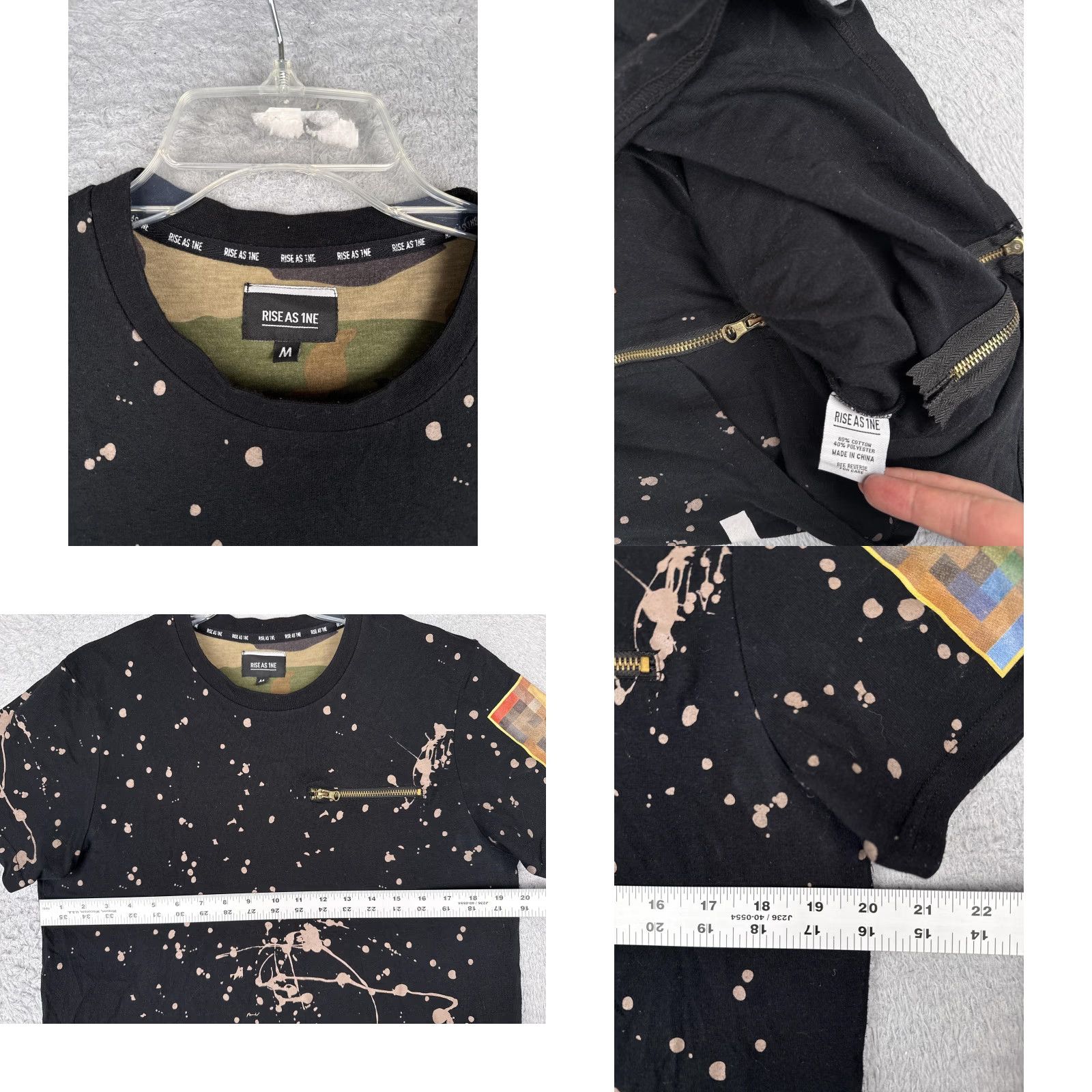 Yeezy Rise As 1ne Shirt Mens Medium Black Paint Splatter Yeezy Graphic Zip Hem Quotes Size US M / EU 48-50 / 2 - 8 Thumbnail