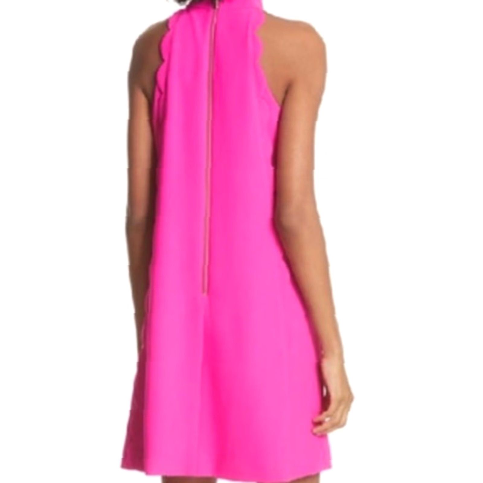 Ted Baker TED BAKER Dress Halter Pink 2 A-Line Mini Sleeveless Scallop Zip Boutique, Designer Barbiecore, Shift, 8 16 24 Women Size XS / US 0-2 / IT 36-38 - 2 Thumbnail