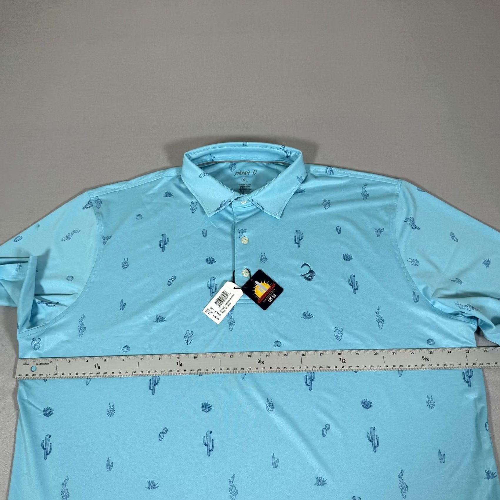 johnnie-O johnnie-O Polo Shirt Men XL Blue Prep-Formance Cactus Desert UPF 50 Golf Polo Short Sleeve Graphic Print Authentic Size US XL / EU 56 / 4 - 7 Thumbnail