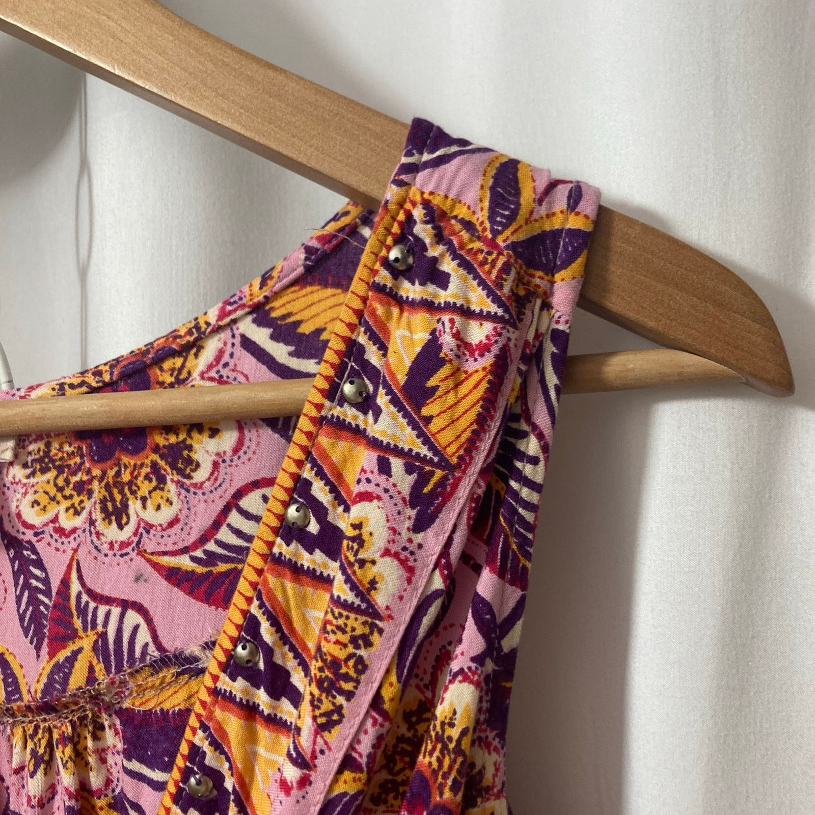 Other Lola P. Pink Orange Purple Crossover VNeck Sleeveless Dress Size S / US 4 / IT 40 - 3 Thumbnail
