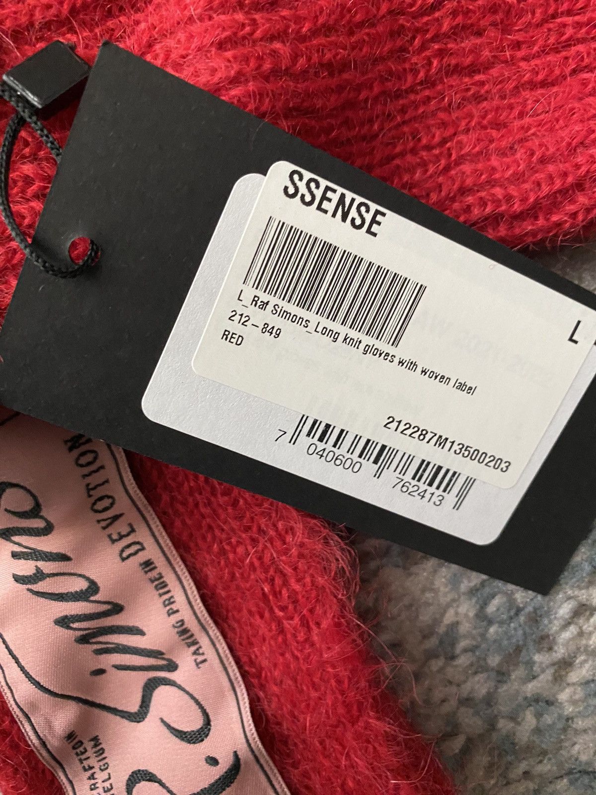 Raf Simons Raf Simons Red Mohair Long Logo Gloves Size ONE SIZE - 9 Thumbnail