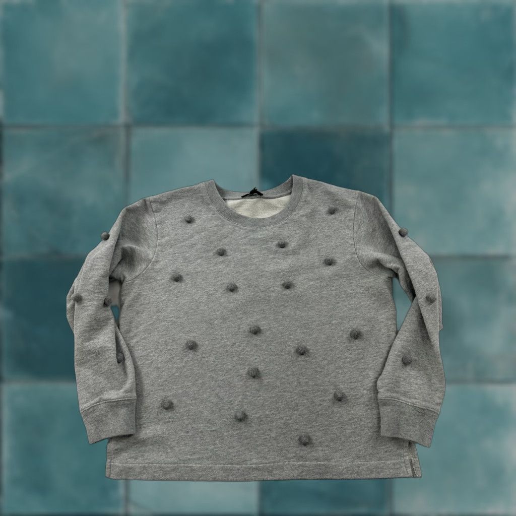 J.Crew J.CREW Gray Pom Pom Sweater Pullover Womens Medium Cotton Crewneck Classic Preppy Size M / US 6-8 / IT 42-44 - 1 Thumbnail