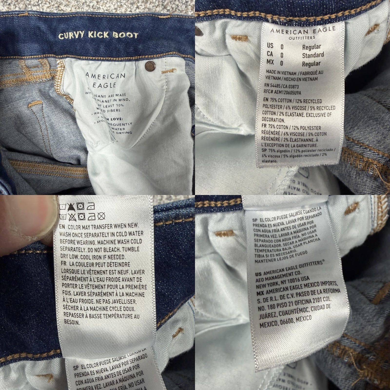 American Eagle Outfitters American Eagle Curvy Kick Boot Jeans Womens 0 Flared Retro Indie Sleaze Denim Size 25" / US 0 / IT 36 - 8 Thumbnail