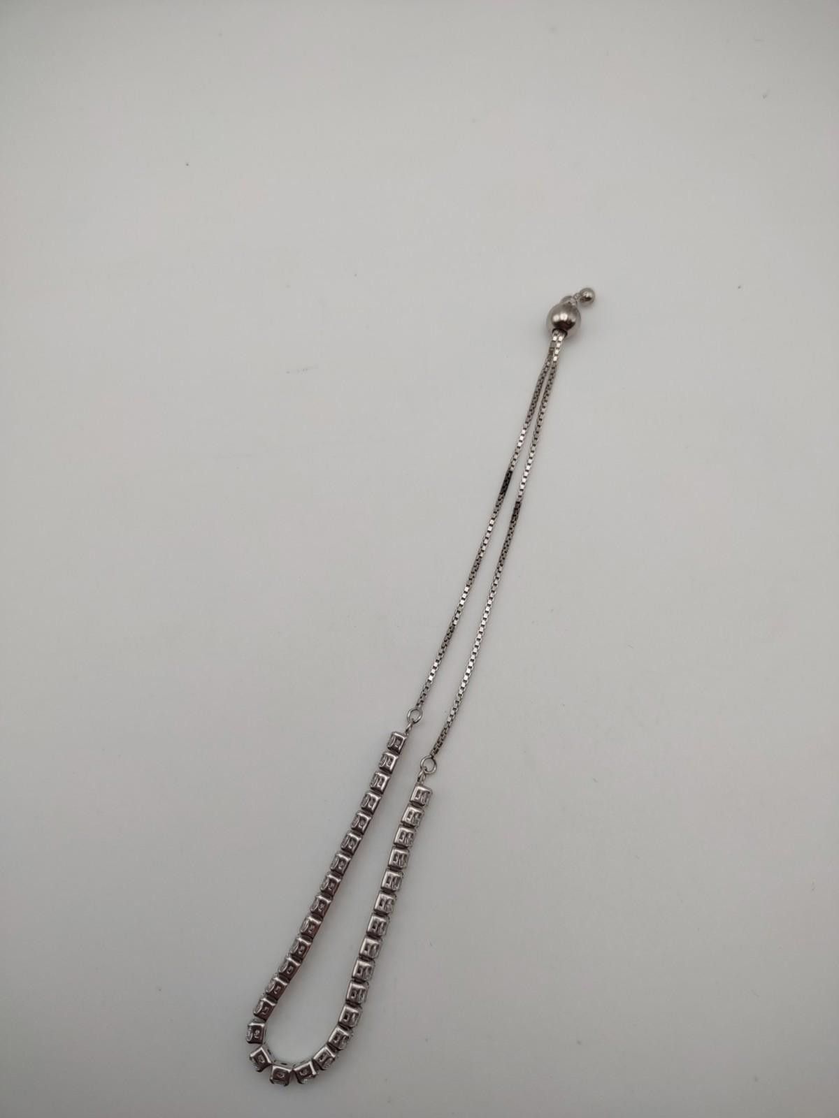 The Unbranded Brand Adjustable Sterling Silver Tennis Bracelet 14K White Gold 4g Size ONE SIZE - 4 Thumbnail