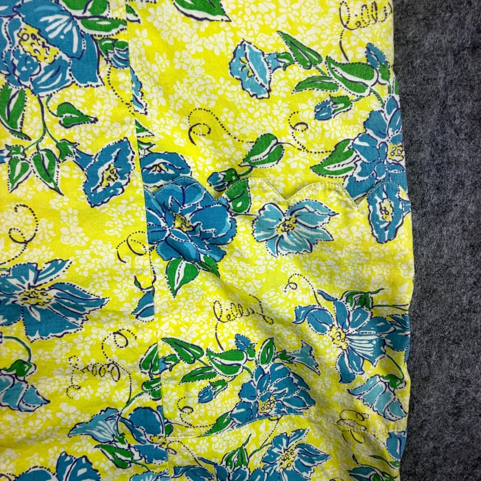 Lilly Pulitzer Vintage Lilly Pulitzer Dress 14 Yellow Blue Floral 60s Mod Size XL / US 12-14 / IT 48-50 - 3 Thumbnail