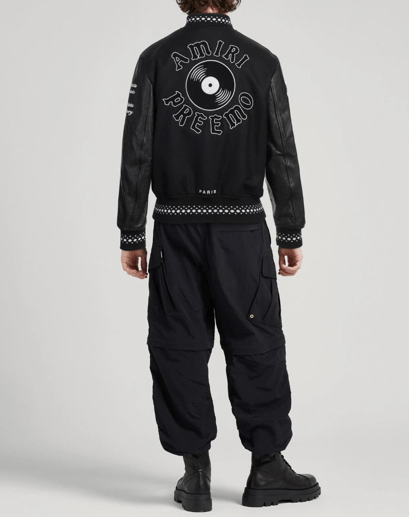 Amiri Amiri DJ Preemo Leather Sleeve Wool Black Varsity Jacket Size US XL / EU 56 / 4 - 5 Thumbnail