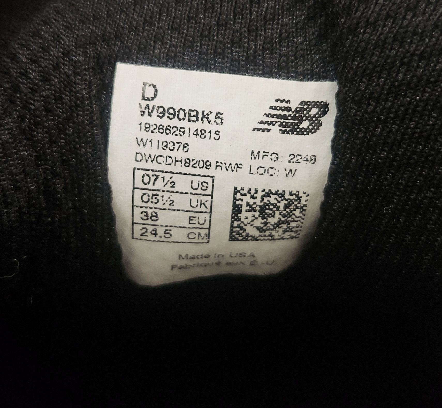 New Balance New Balance 990 v5 MADE in USA Core Black Womens 7.5 W990BK5 Size US 7.5 / IT 37.5 - 14 Thumbnail
