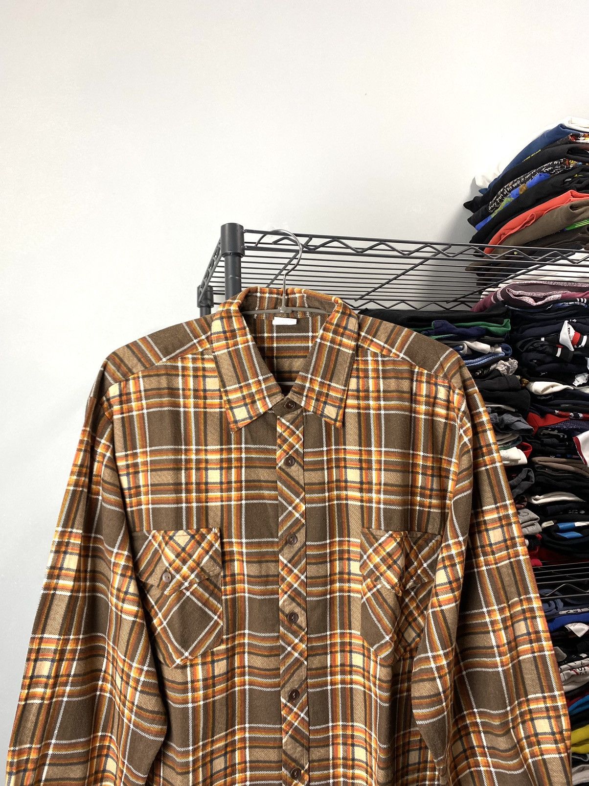 Other Vintage Brown Flannel Shirt Checkered Travis Scott Style Size US XL / EU 56 / 4 - 2 Thumbnail