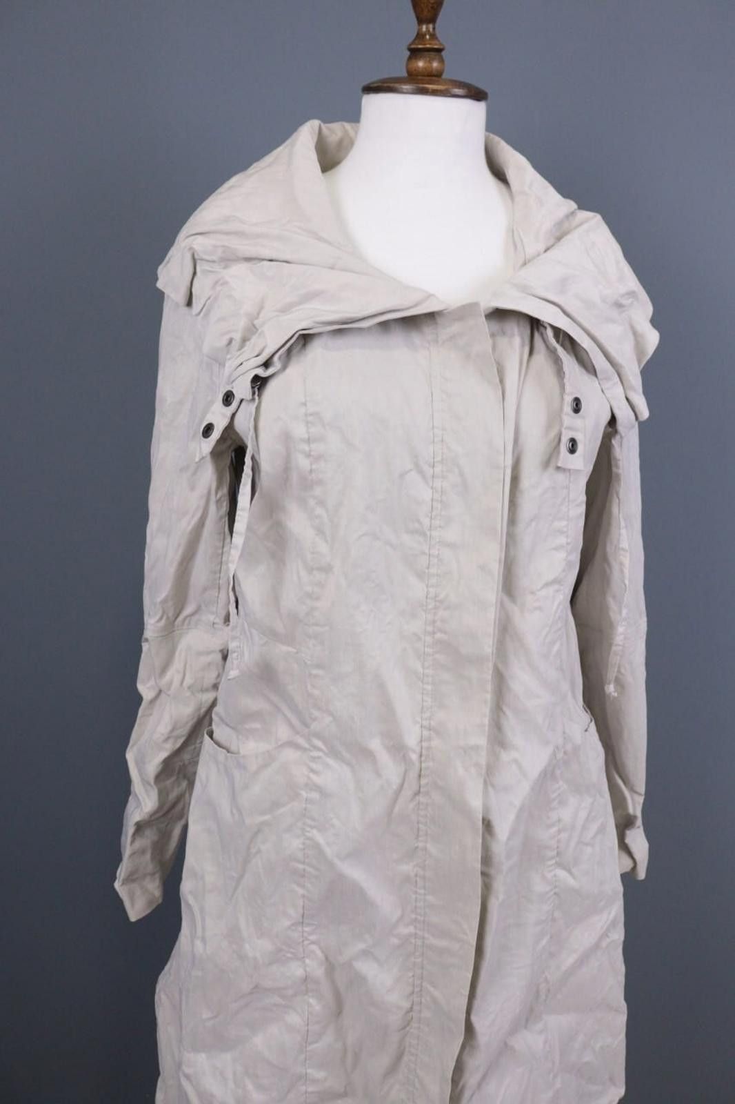 Designer Ladies Sarah Pacini Ivory Long Trench Coat Jacket Size M / US 6-8 / IT 42-44 - 8 Thumbnail