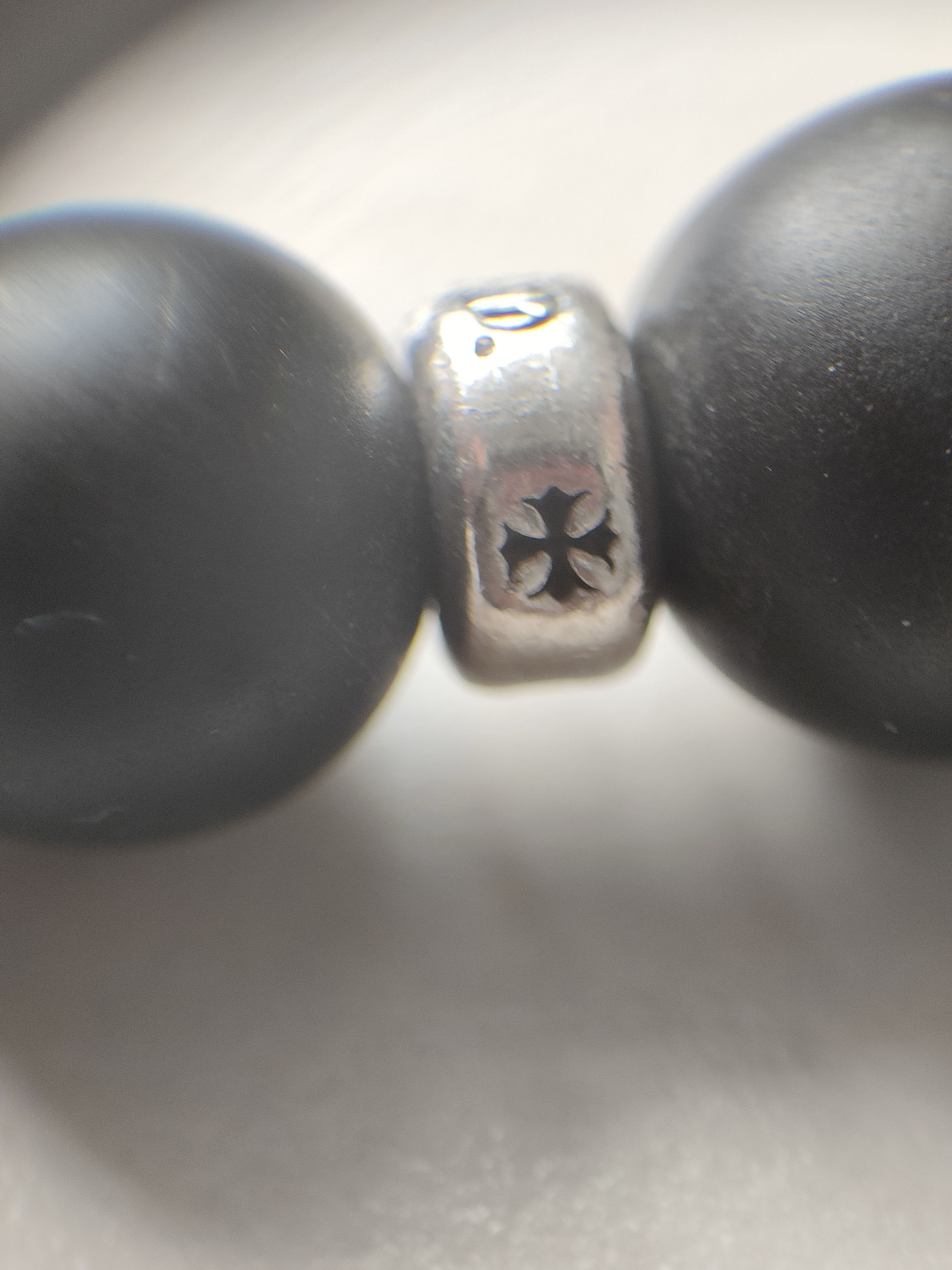 Chrome Hearts Chrome Hearts 10mm Frosted Black 4 Silver Beaded Bracelet Size ONE SIZE - 5 Thumbnail
