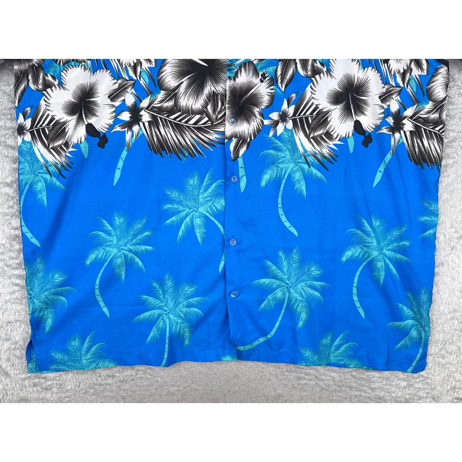 Vintage King Kameha Shirt Men 2XL Blue Floral Palm Tree Hawaiian Polyester Button Up Size US XXL / EU 58 / 5 - 5 Thumbnail