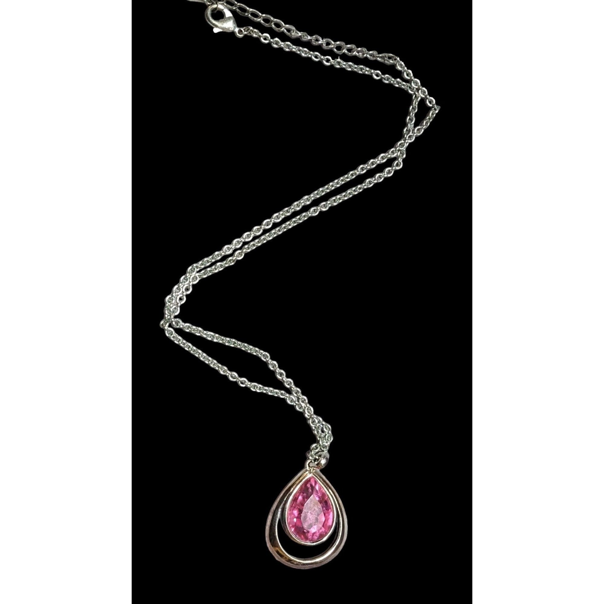 Other Coquette Pink Gemmed Teardrop Pendant Necklace Size ONE SIZE - 2 Thumbnail