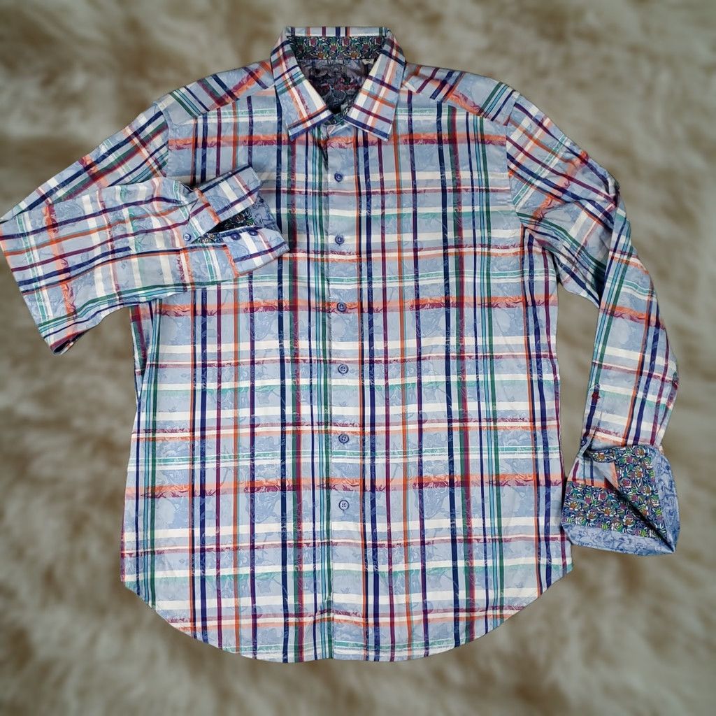 Robert Graham Robert Graham Shirt Mens XL Blue Skull Plaid Button-Up Long Sleeve Classic Casual Formal Size US XL / EU 56 / 4 - 1 Thumbnail
