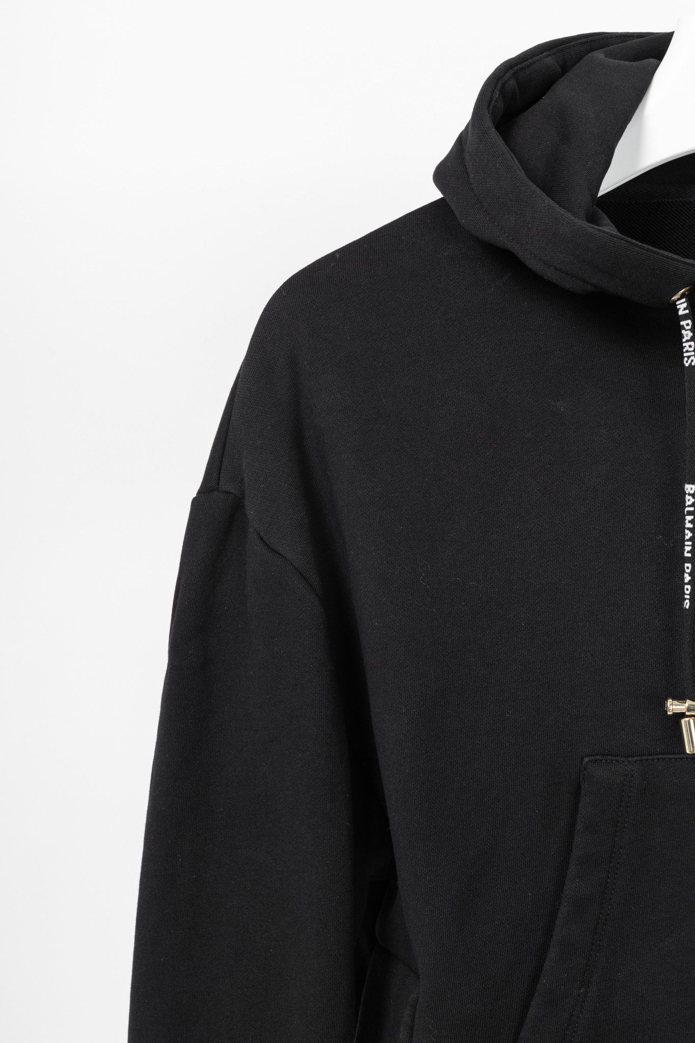 Balmain Balmain Black Cropped Cotton Logo Hoodie Size M / US 6-8 / IT 42-44 - 5 Thumbnail