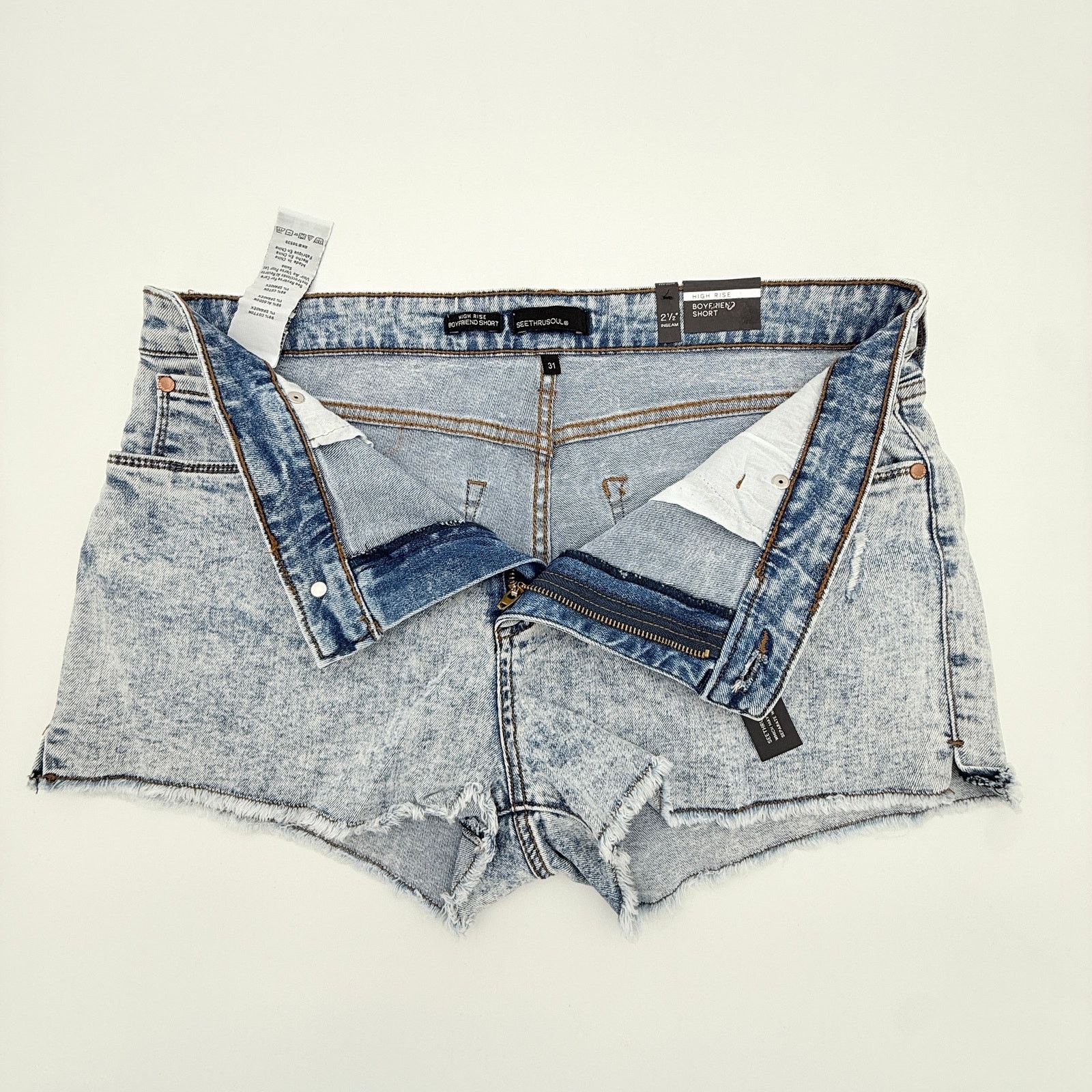 Other SeeThruSoul High Rise Boyfriend Shorts - Acid Wash Size 31" - 3 Thumbnail