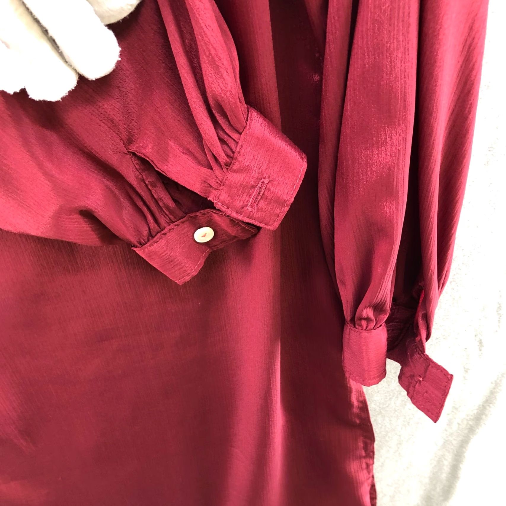 Vintage VTG Nightgown Womens L Satin Pajama Long Sleeve Red Union Made 1970s Vintage Nightgown Lounge Pajama Red Satin US Made Womens L Size L / US 10 / IT 46 - 6 Thumbnail
