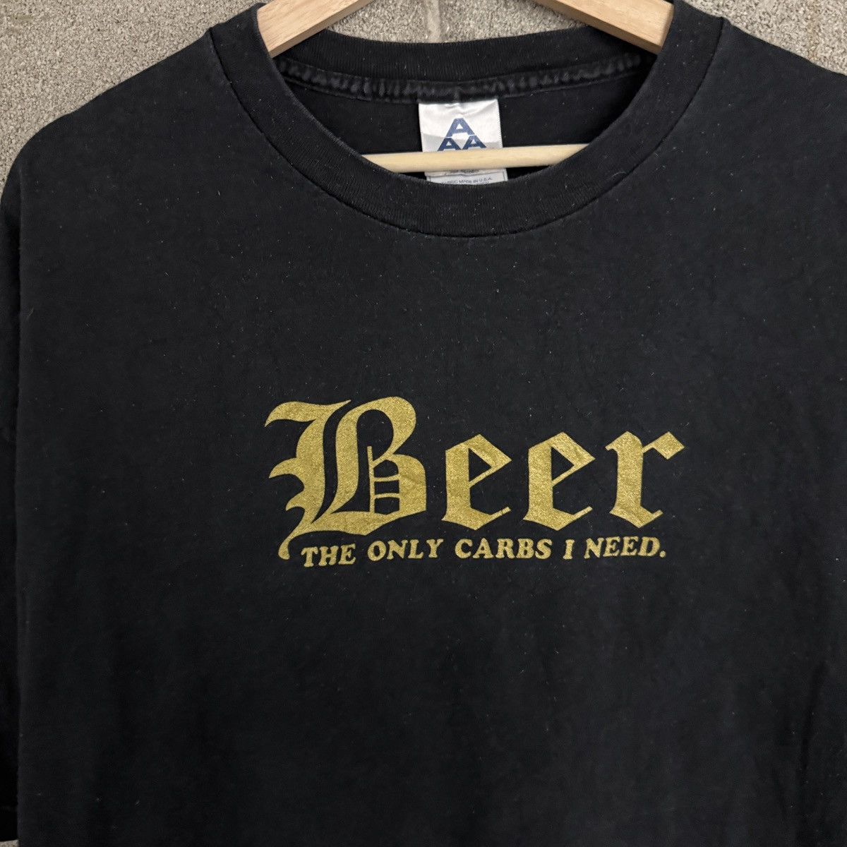 AAA Vintage AAA Beer The Only Carbs I Need Black Tee Mens 2XL Size US XXL / EU 58 / 5 - 3 Thumbnail