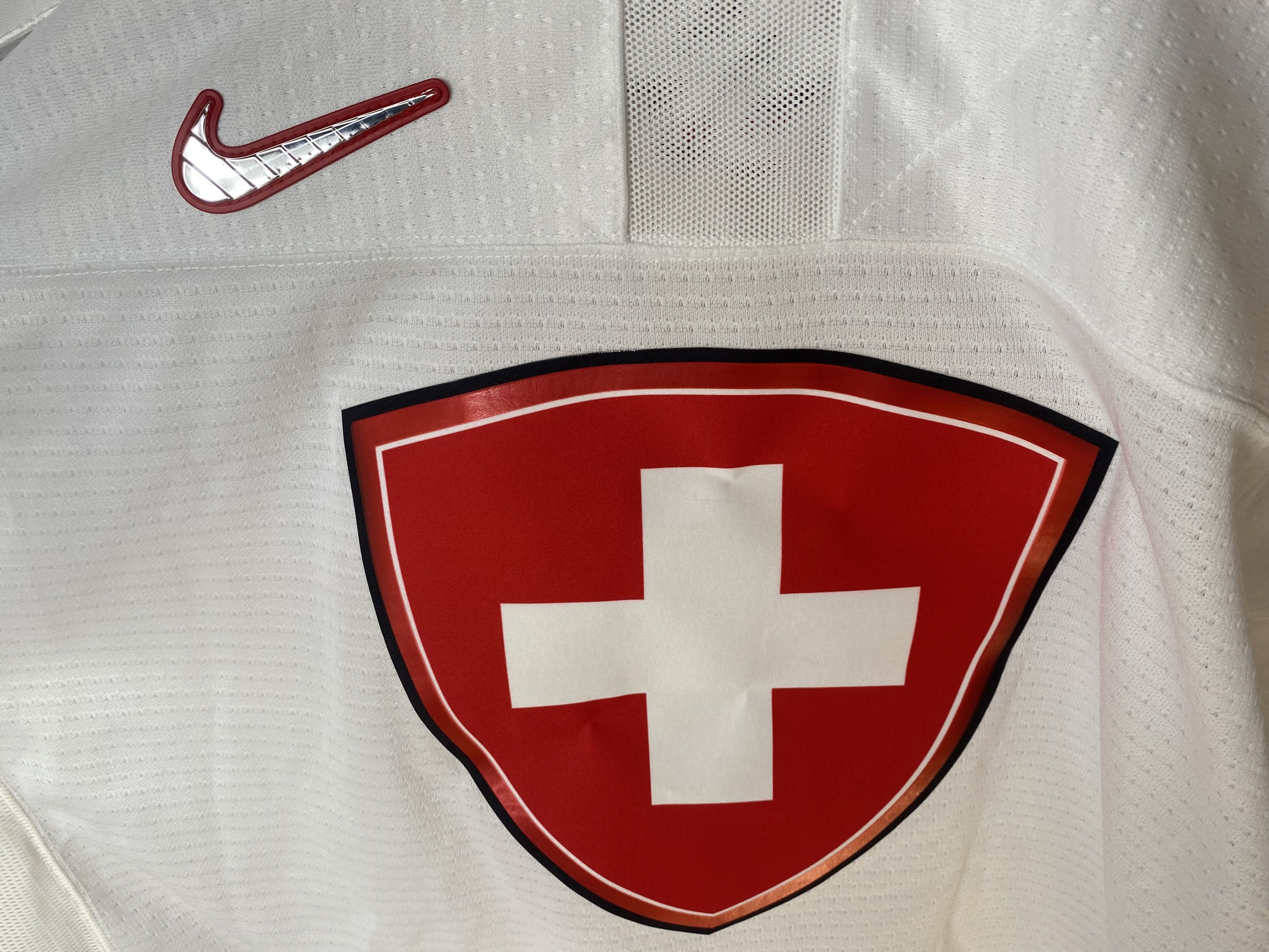 Nike #5 SWITZERLAND TEAM 2022 MATCH WORN ICE HOCKEY JERSEY SHIRT Size US L / EU 52-54 / 3 - 5 Thumbnail