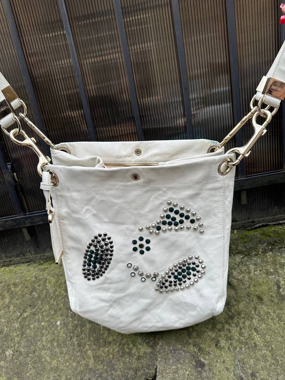 Jimmy Choo × Vintage 💥CRAZY JIMMY CHOO LOHLA JANE STUDDED LEATHER HOBO BAG Size ONE SIZE - 2 Thumbnail