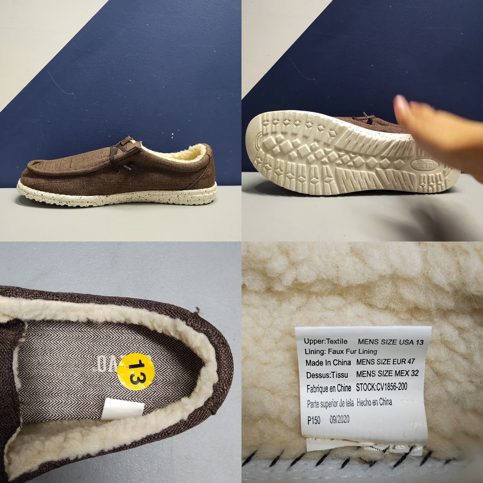 Vintage Crevo Mens Size 13 Slip On Loafers Brown White Faux Fur Lined Comfort Casual Shoe Size US 13 / EU 46 - 9 Thumbnail