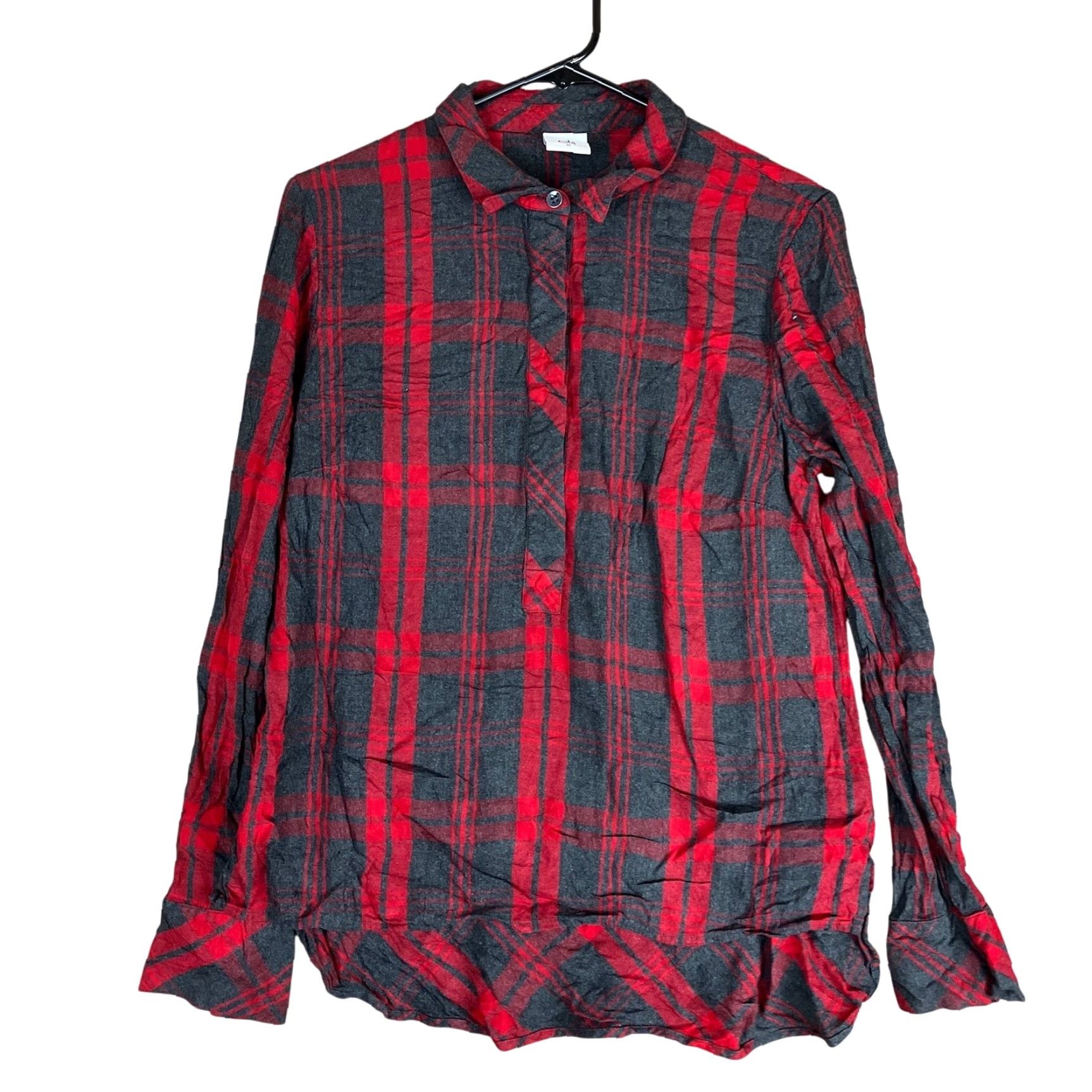 Vintage CAbi Shirt Red Gray Plaid Collared 1/2 Button Down Long Sleeve Medium Women’s Shirt Size M / US 6-8 / IT 42-44 - 2 Thumbnail
