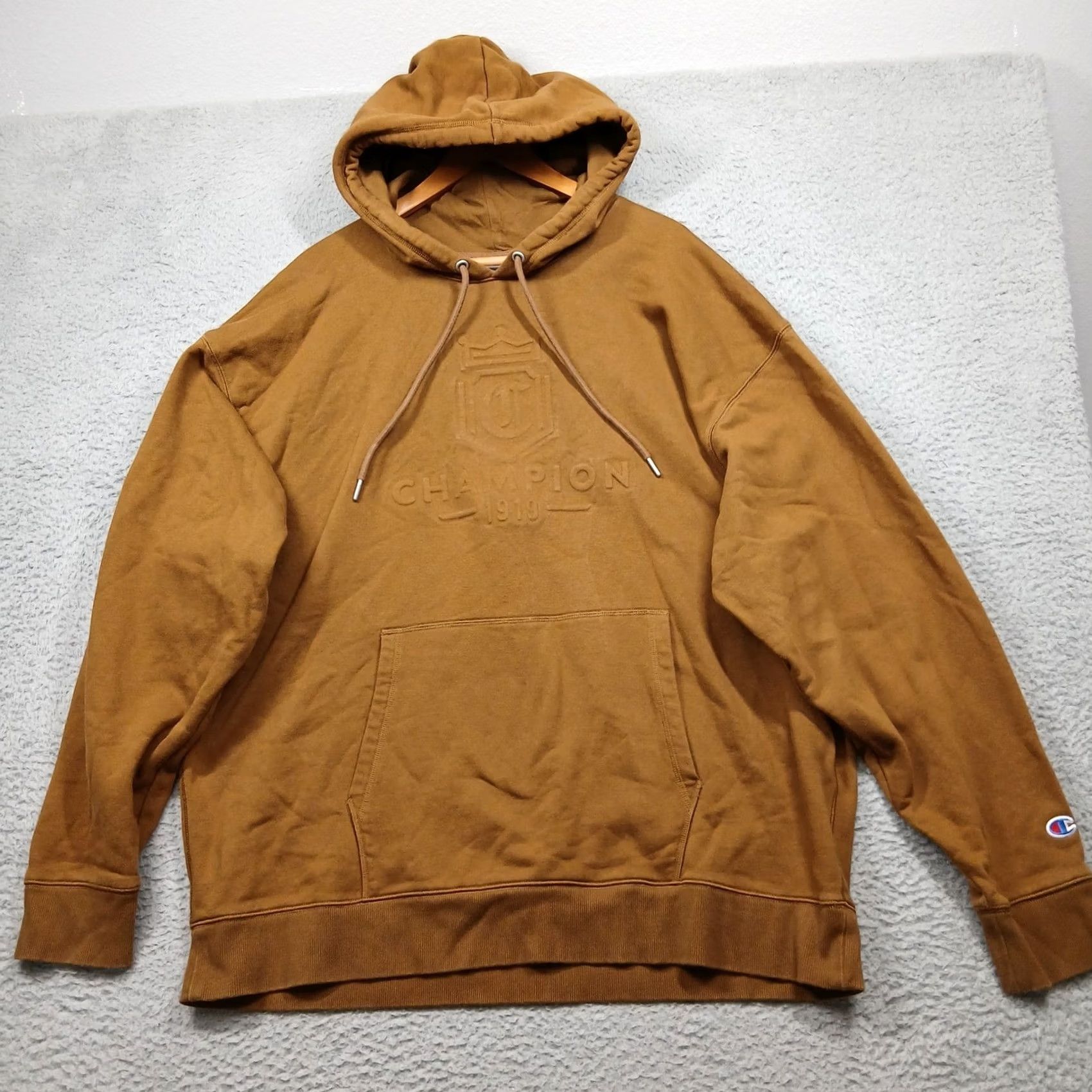 Champion Champion Hoodie Men 2XL Brown Embossed Logo Pullover Fleece Sweatshirt Size US XXL / EU 58 / 5 - 2 Thumbnail
