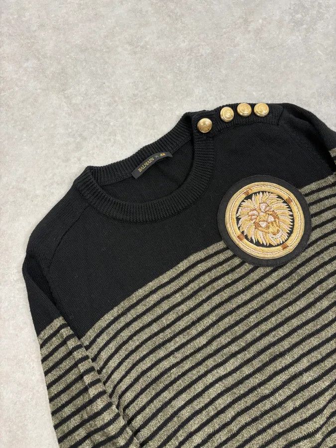 Balmain 2015 Balmain H&M Striped Signature Buttoned Sweater Size US M / EU 48-50 / 2 - 5 Thumbnail