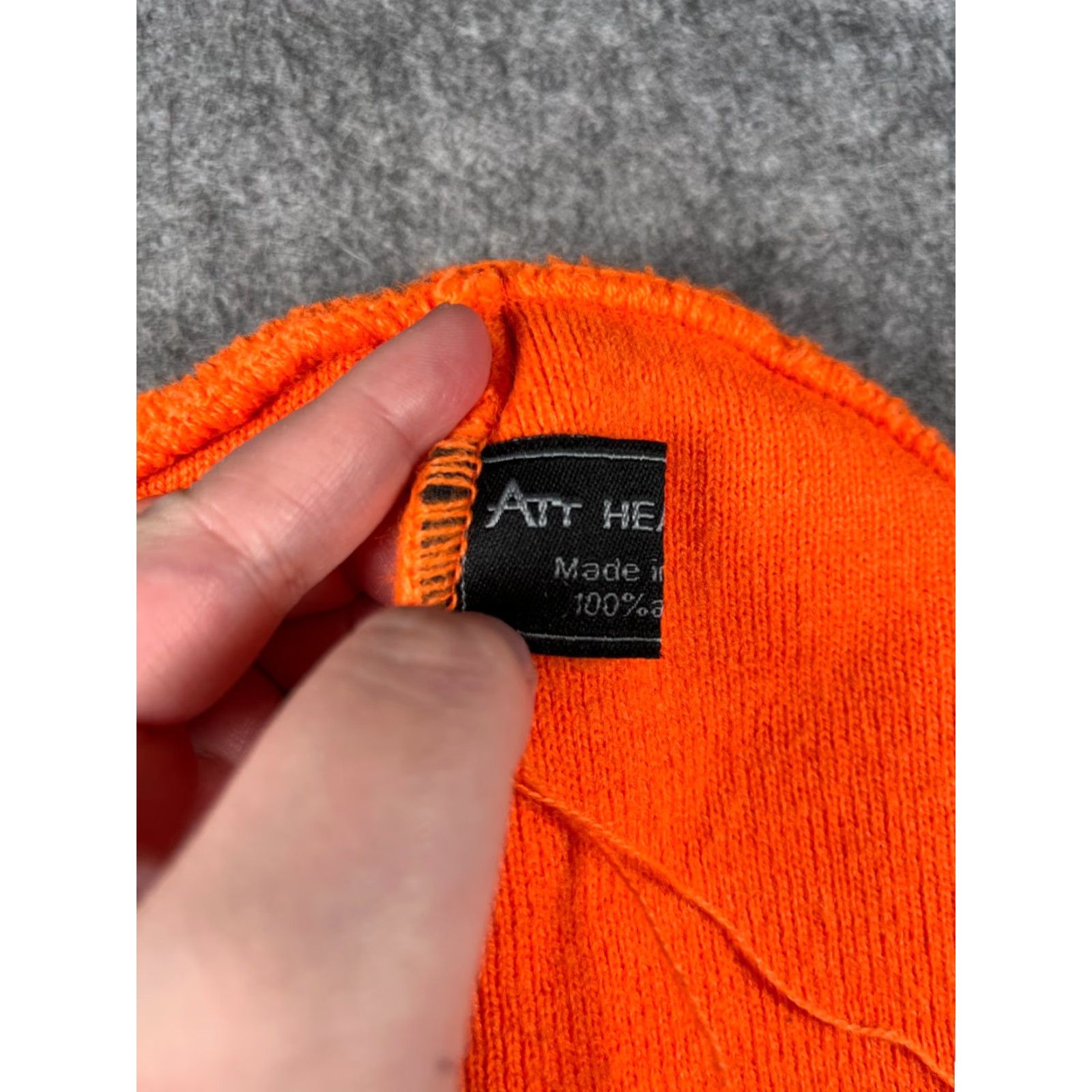 Vintage Att Headwear Beanie Adult One Size Orange Knit Acrylic High Visibility Size ONE SIZE - 6 Thumbnail